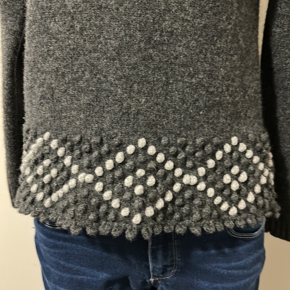 SUNDANCE Gray Wool Fair Isle Sweater Turtleneck Sz M - Picture 3 of 9